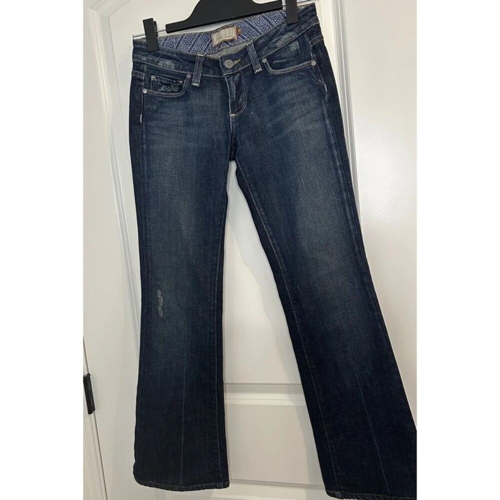 EUC Women’s Paige Laurel Canyon Distressed bootcut Jeans Sz 25